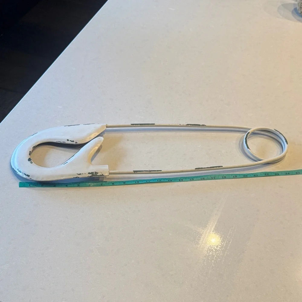 Diaper pin White green great for decorating, shower laundry room.